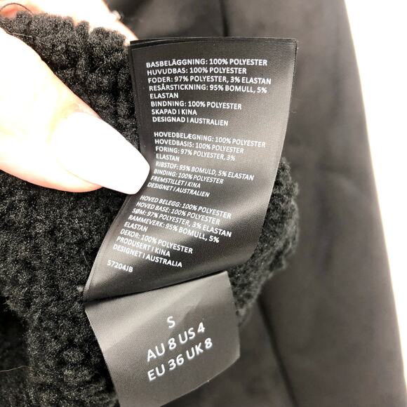 BARDOT Women's Shearling Bomber Jacket Small US 4 Black Faux Suede Cropped NWT - Picture 15 of 15